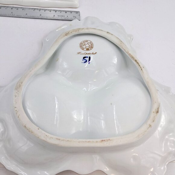 Limoges France Hand Painted Candy or Nut Serving Dish With 2 Mint Trays Vintage - Picture 16 of 16